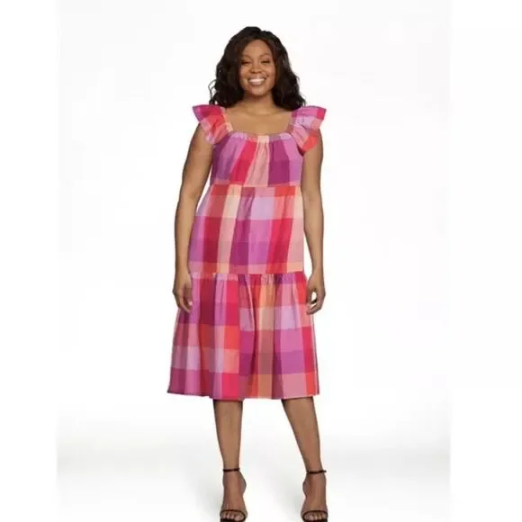 open lace back dress Yoselyn Pleat Mini Dress | Pink Check | Womens